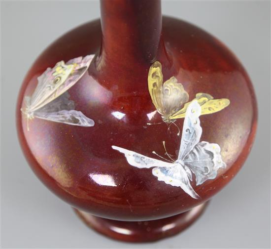 A tall Clement Massier Japonaise flambe bottle vase, late 19th century, 44cm